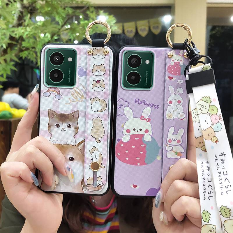 Cartoon Wristband Phone Case For Nokia HMD Pulse/Pulse+/Pulse Pro Shockproof Anti-knock Wrist Strap Fashion Design Ring