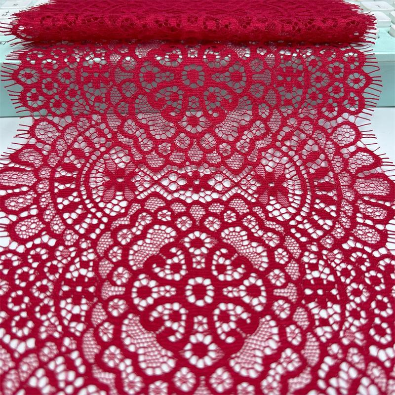 3м х 18,5см Французское кружево Шантильи, Не тянущееся темно-красное сетчатое кружево с ресничками для шитья, бюстгальтера, нижнего белья, платья, одежды, рукоделия