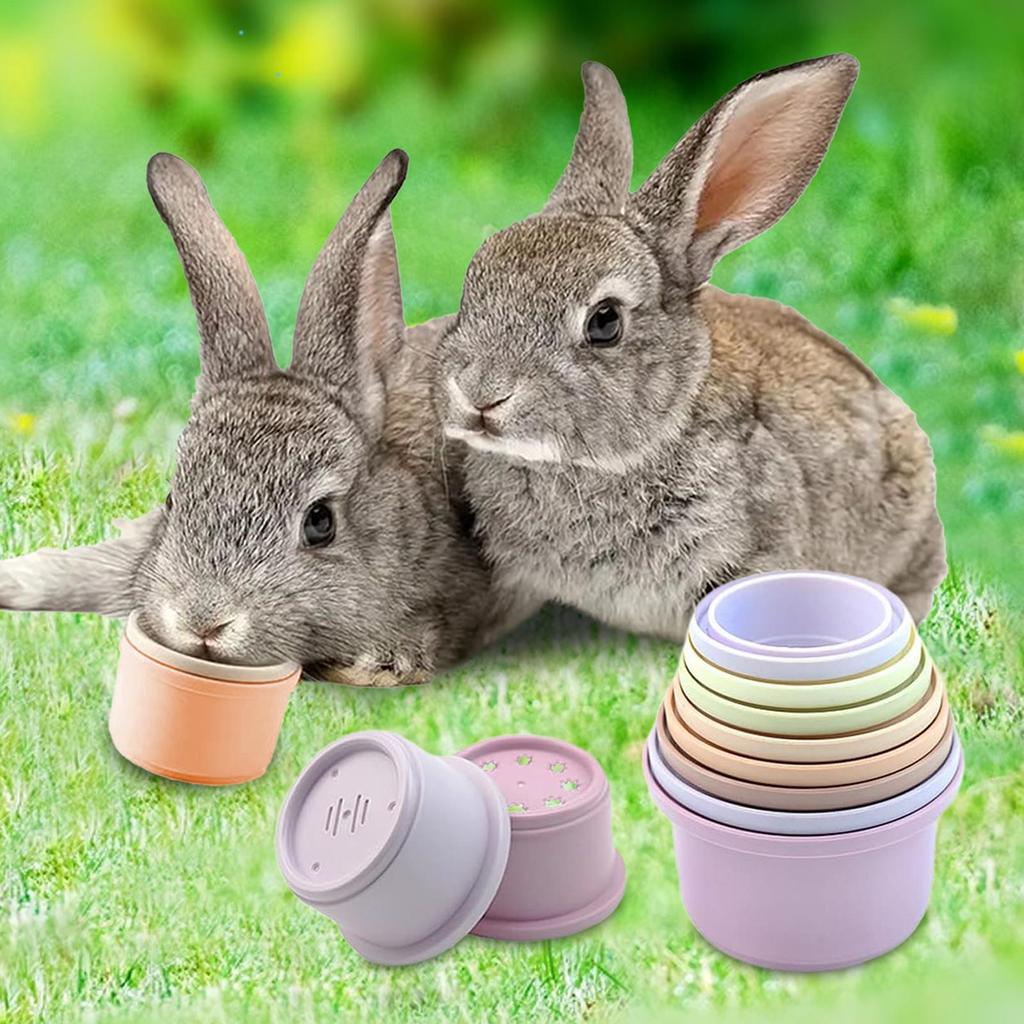 Bunny Treat Stacking Cups colored Bunny Toys in Different Sizes Bunny Food Storage Stacking Cups with Holes Nesting Treat Toy