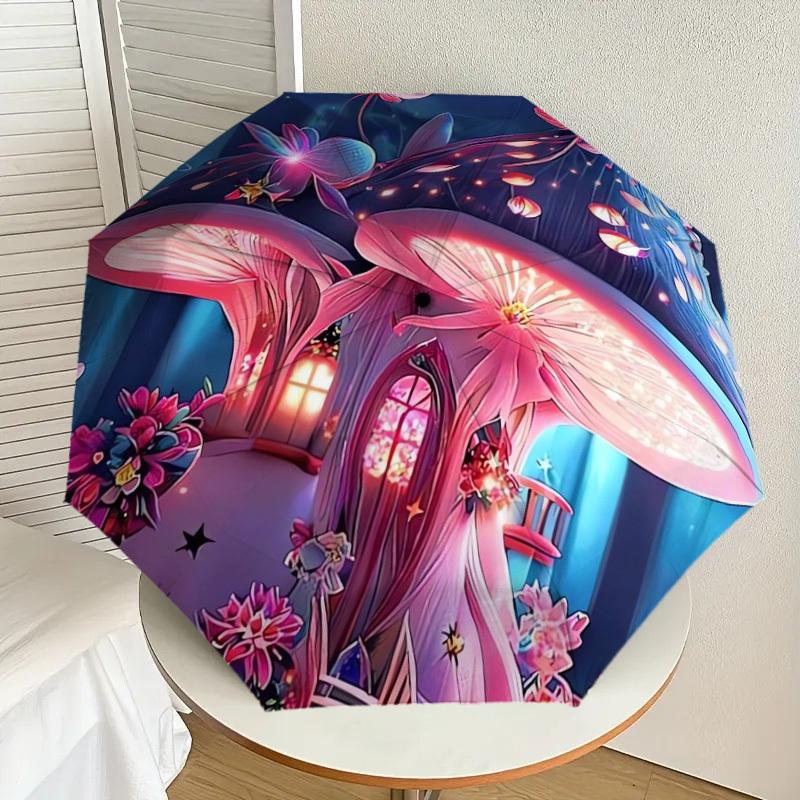 1pc Fairy Tale Mushroom House Umbrella with Plastic Handle,Suitable for All Seasons Home Travel Outdoor UmbrellaDD388