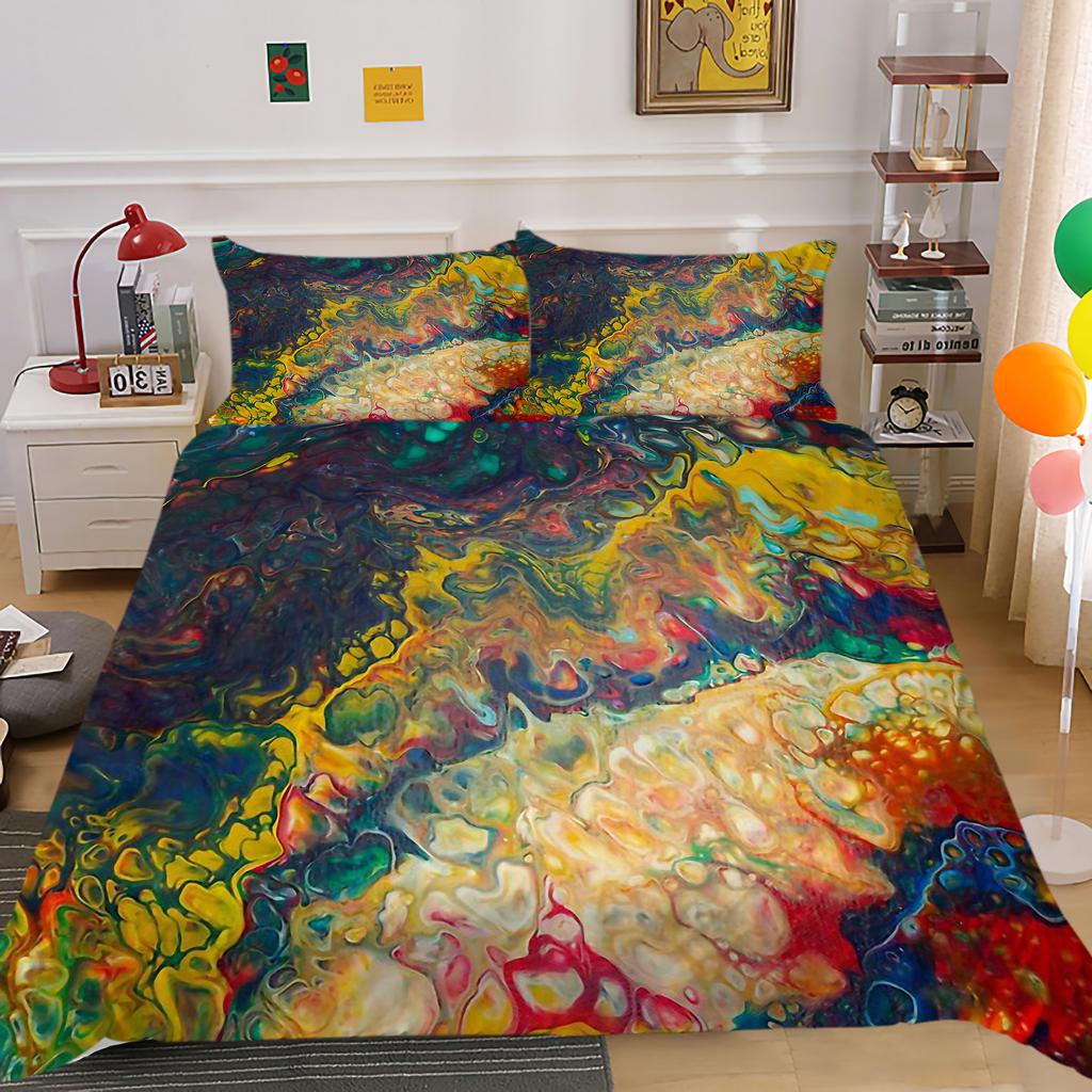 3D Geometric Bedding Set with Line Down Duvet and Pillowcase 2/3 Pieces AU180 * 210 Full Size Soft Home Decoration