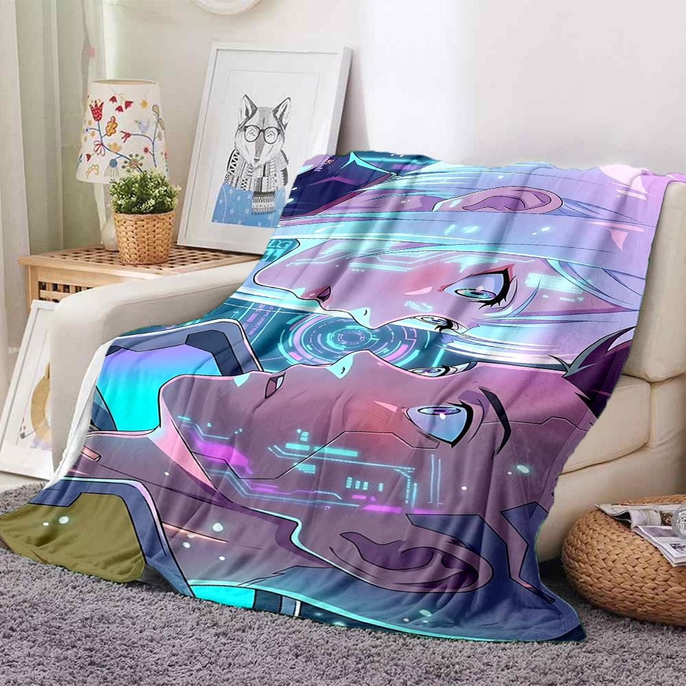 1Pc Cyberpunk Romance Flannel Blanket, Soft And Comfortable, Casual Warm, Camping Travel, Christmas, Halloween Xmas Gift S1182
