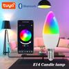Светодиодная интеллектуальная лампочка E14 RGB Bluetooth 220 В свечные хрустальные лампы с регулируемой яркостью управления через приложение для умного дома, спальни, гостиной