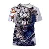 Summer Fashion Cool Animal Tiger Graphic T Shirts For Men Personality Trend Casual Street Style Printed Round Neck Short Sleeve