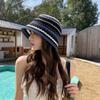 Temperament Knitted Bucket Hat Stripe Sun Protection Cap Fashion Fisherman Hat  Daily