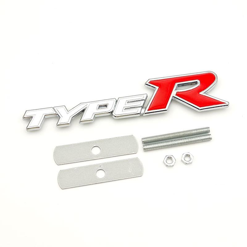 CVWF1 3D Metal Black Red Letters Type R Logo Car Front Grille Badge Emblem for Honda Accord Civic Type R Auto Accessories