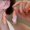 Серебряные геометрические серьги-гвоздики с кисточками в виде ракушек – стиль для пляжного отдыха для женщин