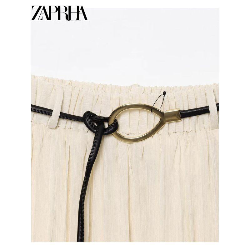 Zaprha 2025 New Arrival with Belt Gas Casual Elegant Vertical Midi Skirt Skirt Long Slim Looking 3897095