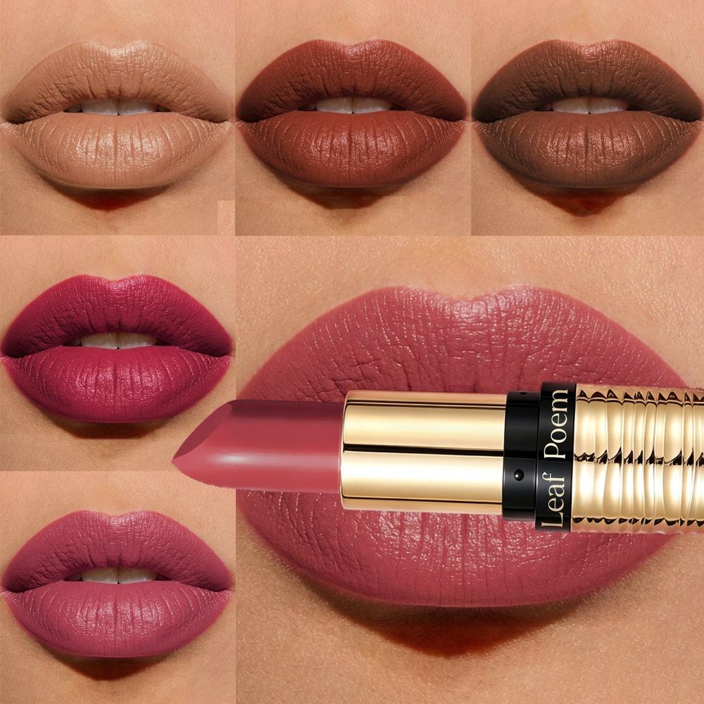 8- Velvet Smooth Matte Lipsticks Waterproof Non-stick Cup Lasting Make-up Moisturizing Nude Brown Solid Lipstick Cosmetics