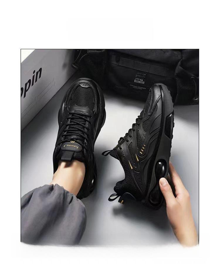 2024 Осень Мужская Универсальная Спортивно-Повседневная Черная Обувь для Бега и Тренировок с Мягкой Подошвой.