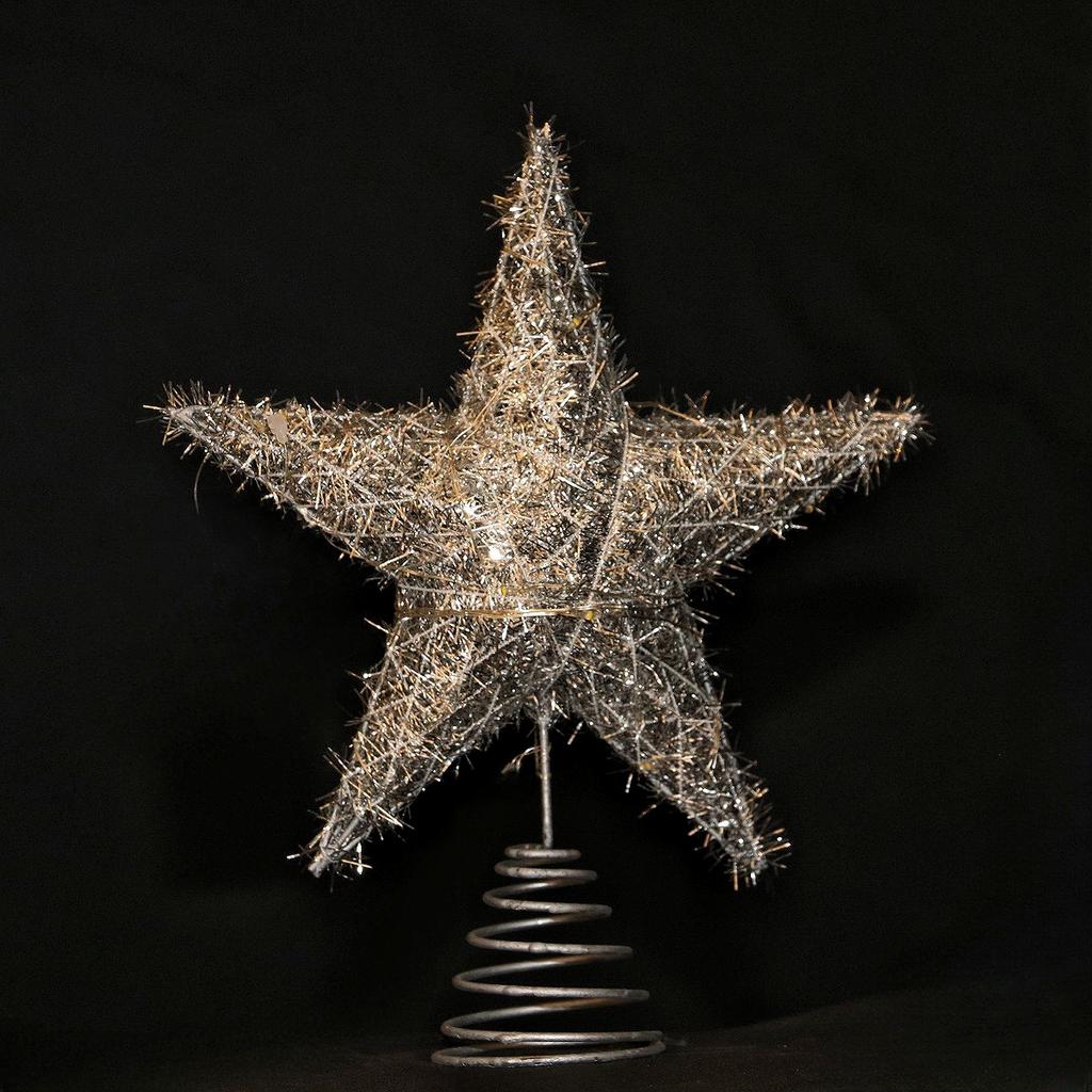 LED Light Christmas Tree Star Topper With Pearl Wire Gold Iron Xmas Tree Ornaments  New  Home Table Decoration Supplies