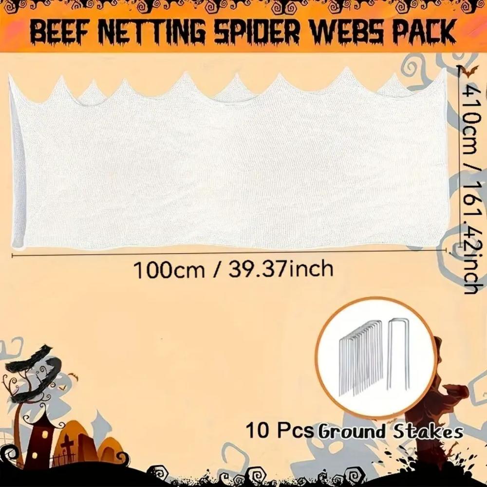 DAZONGE Spider Webs Halloween Decorations, Stretchy Halloween Beef Netting Spider Web, Spooky Spider Web Decorations for Haunted