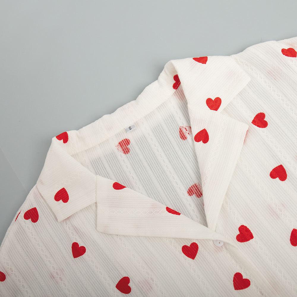 Женский пижамный костюм повседневный модный комплект с принтом «любовь» с длинным рукавом и короткими брюками домашняя одежда