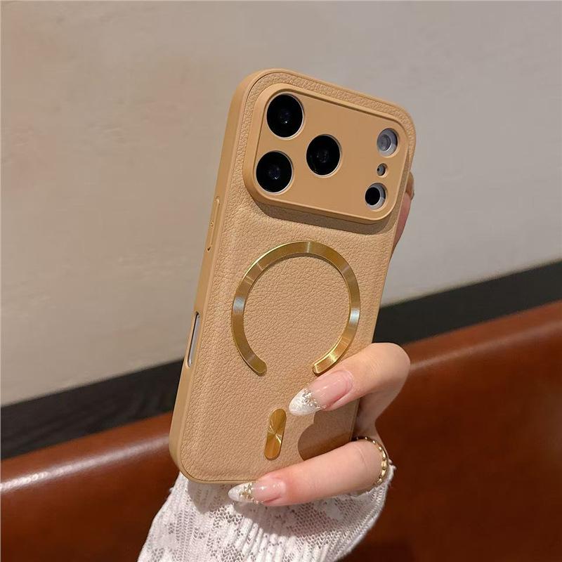 Подходит для чехла мобильного телефона iPhone17promax простой кожаный магнитная застежка Apple 15 противоударный 16 всесторонний матовый защитный чехол