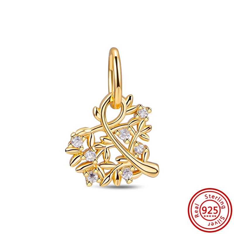 92 Стиль 925 Серебряная Звезда Луна Солнце Снежинка Растение Перо Сердце Тонкие Бусины Паве Подходит Оригинальные Подвески Браслет DIY Ювелирные Изделия