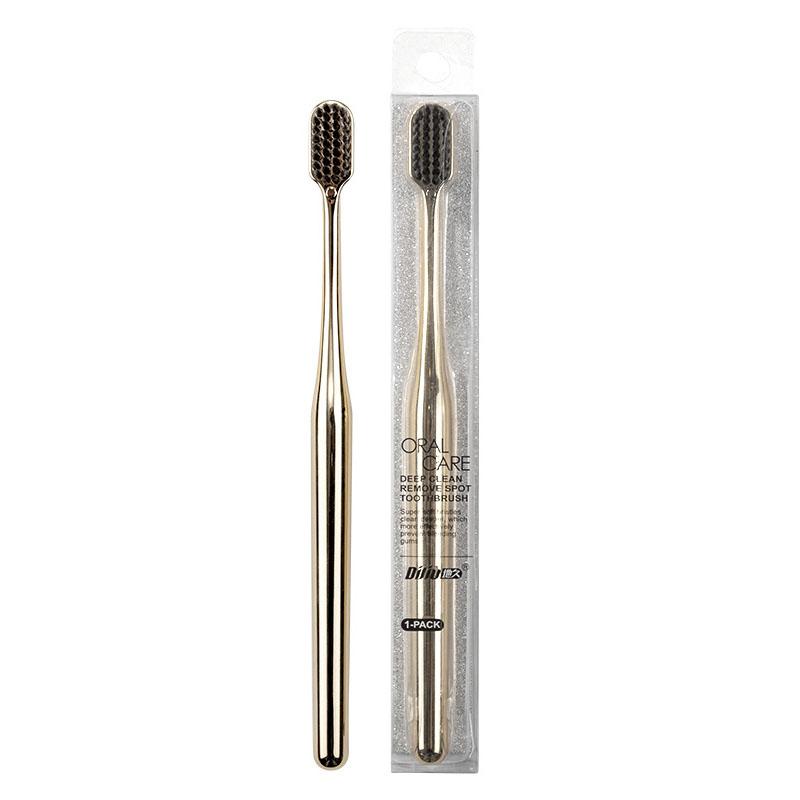 2/1 шт. роскошная мягкая зубная щетка для мужчин и женщин, зубная щетка для взрослых, гальванизированная, золотистого цвета, зубные щетки, чистка зубов, уход