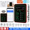 Tuya Детектор качества воздуха WiFi CO CO2 TVOC HCHO Тестер AQI PM0.3 PM1.0 PM2.5 PM10 Тестер Управление через приложение Измеритель температуры и влажности