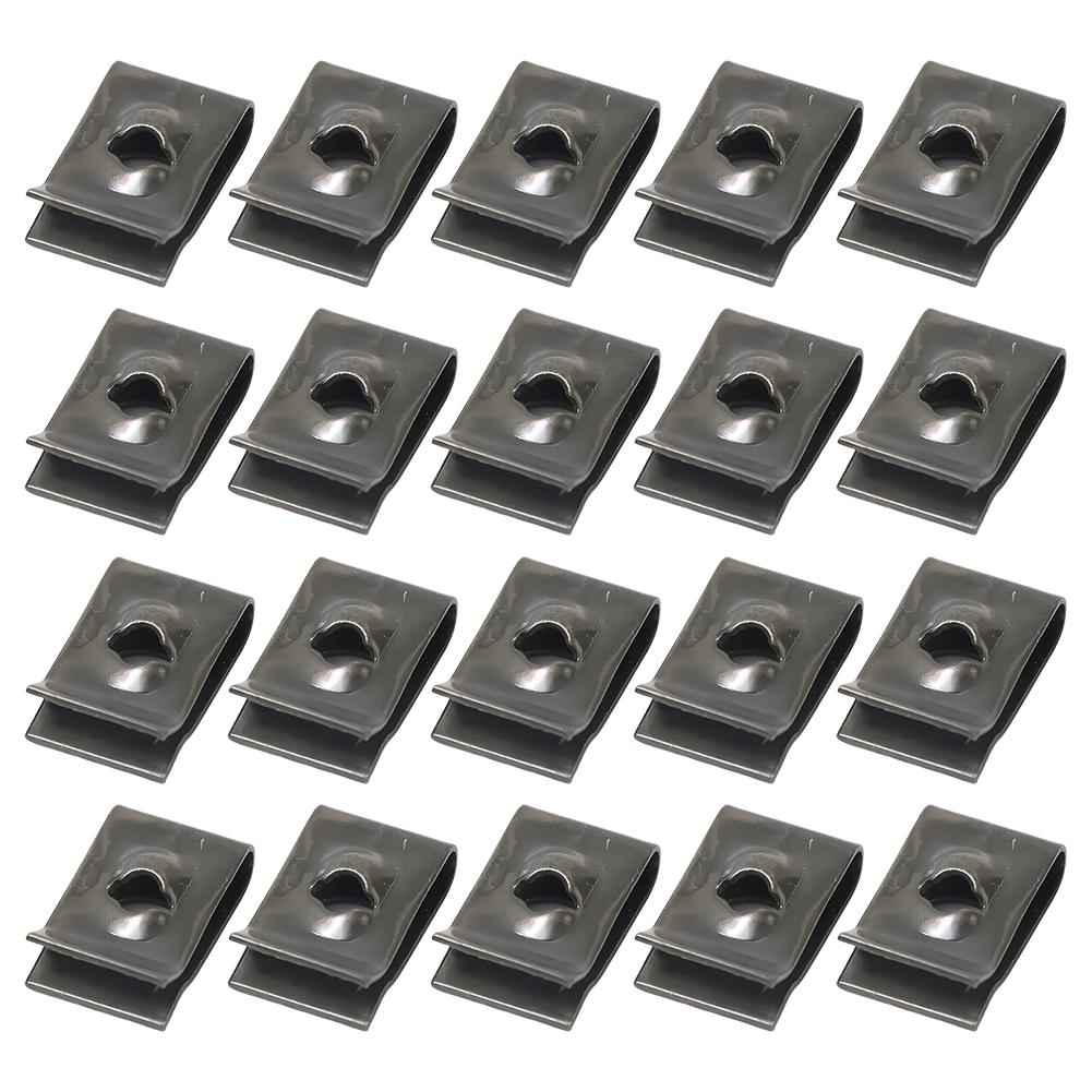 20Pcs Metal U-Type Clip with Screw Auto Interior Trim Panel Fastener Fitting Screw Clamp Retainer for Fender Liner Splash Guard