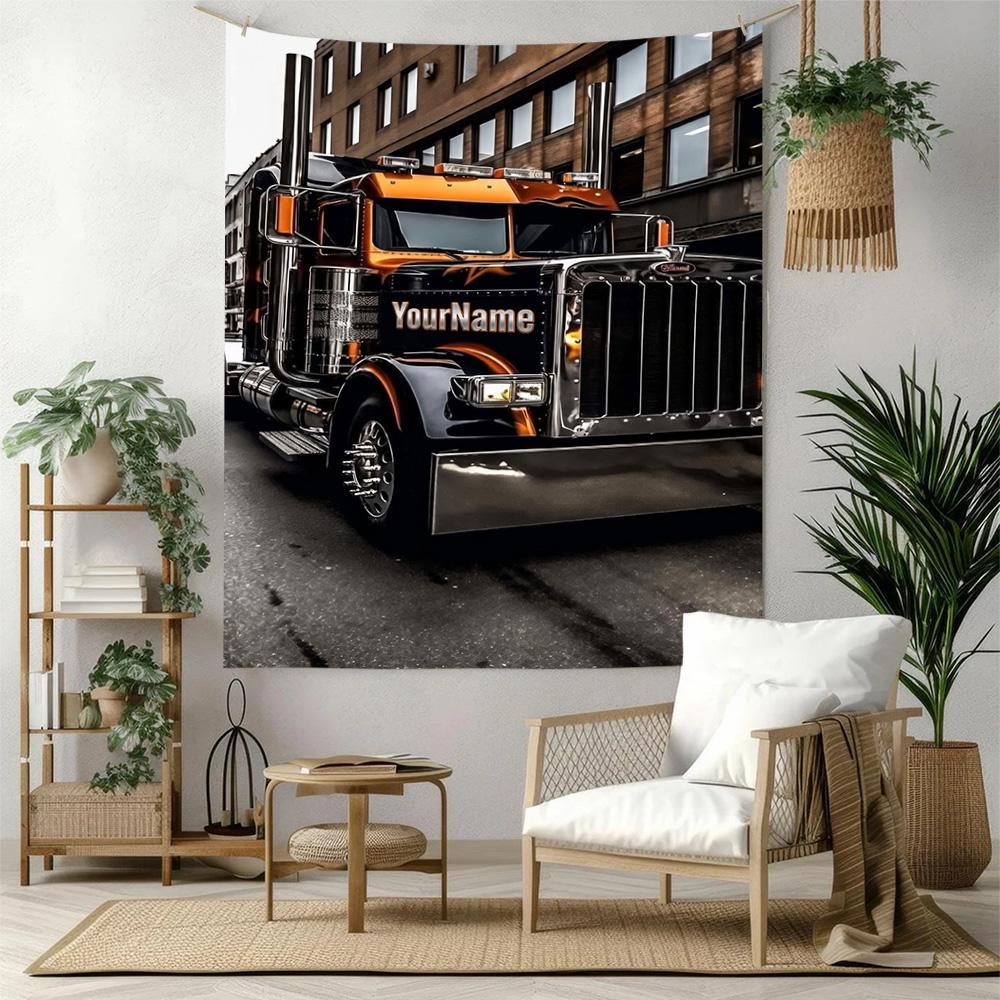 Peterbilt Heavy Trucks Custom Your Name Wall Decor Tapestry Art For Pet Memorial Birthdaywedding Party Backdrop Family Gift