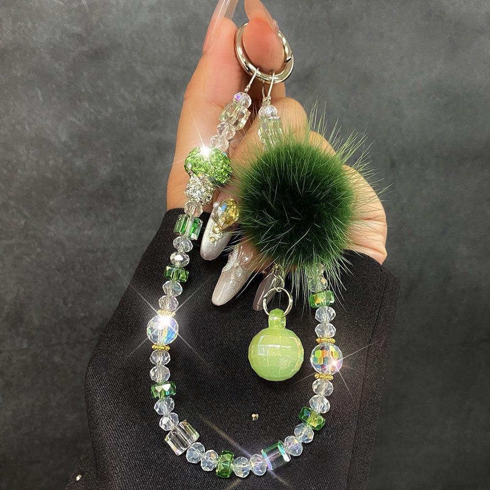 Hand-beaded Mobile Phone Lanyard Strap Crystal Car Keychain New Bag Pendant  Ornament