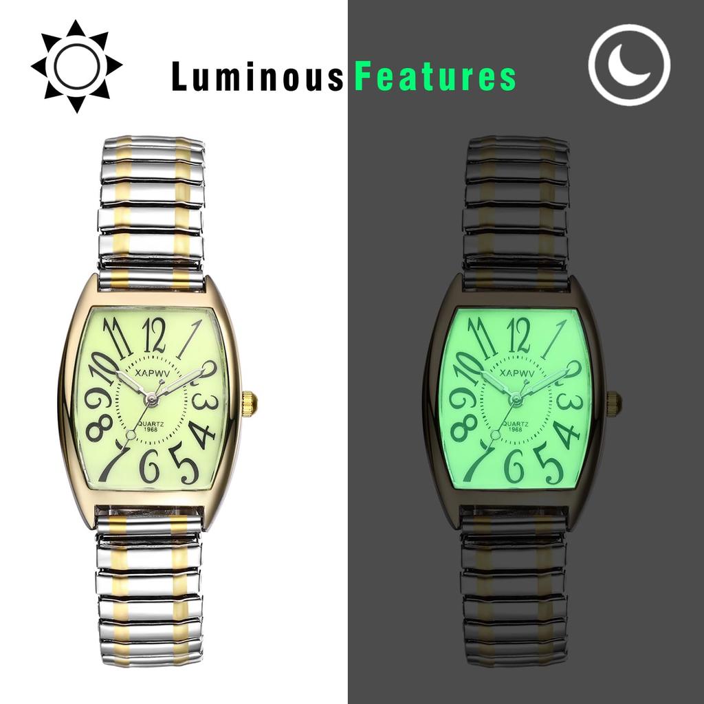 Square Analog Watch with Elastic and Cute Stainless Steel Watch with One Size Fits Waterproof Quartz Gold or Fashion Accessory Perfect for or Gifts