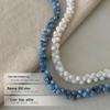 Banyan Tree S925 Silver Blue Beaded Dopamine Necklace - Fresh Handmade Clavicle Chain for Women