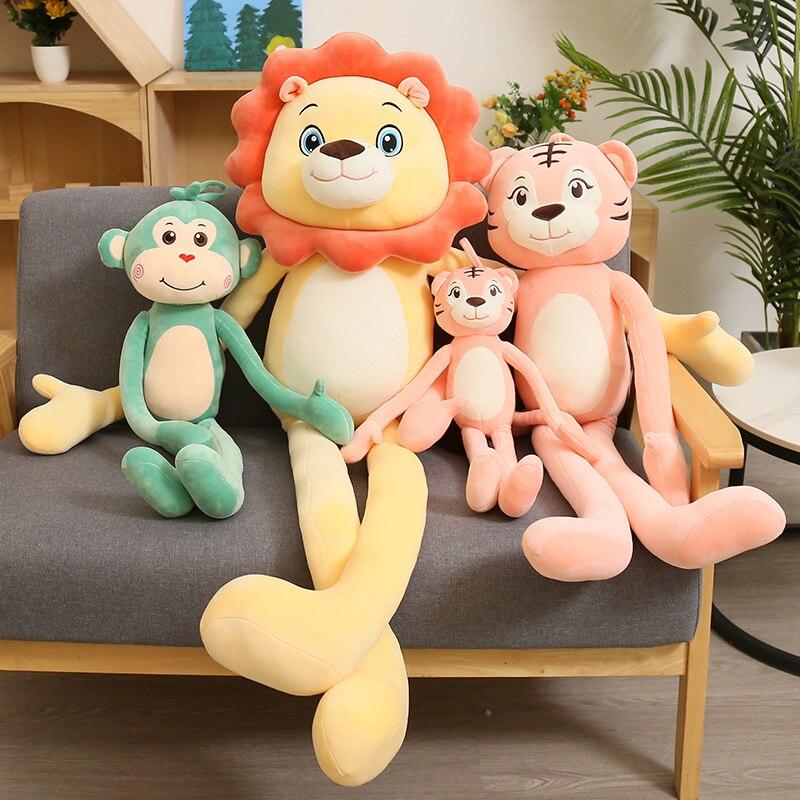 50 /130cm Cute Large Hanging Hook And Loop Hand Monkey Plush Toys Stuffed Lion Tiger Animal Knitted Boys Baby Doll Birthday Gift