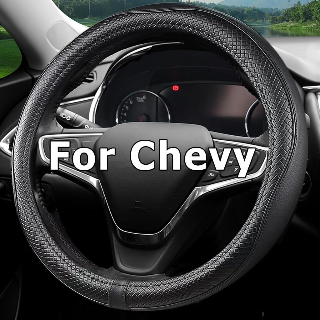 Car Steering Wheel Cover For Chevy Silverado 1500 2500 3500, Tahoe, Equinox,Traverse,Colorado, Automative Accessories For Chevy, Sporty Design, Black