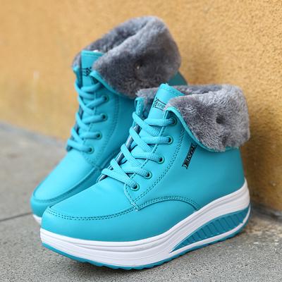 Женские зимние ботинки на меху, модные ботинки на платформе, плюшевые хлопковые ботинки, женские ботильоны из ПУ кожи, противоскользящие