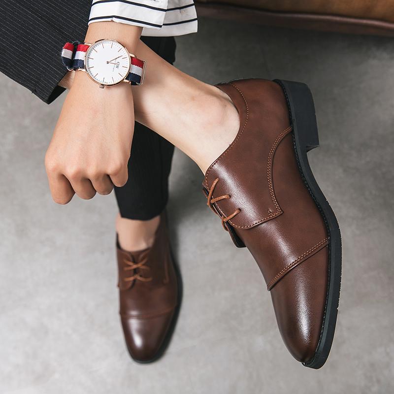 Мужские туфли-дерби из черной кожи, коричневые деловые туфли для офиса, смокинга, свадебные блейзеры, туфли-седла, большие размеры
