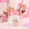 Для Sanrio Высокоборосиликатное Стекло Соломинка Стакан Кружка для Воды Термостойкая с Ручкой Мультяшный Рисунок Холодные и Горячие Напитки Стакан для Сока