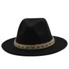 Women Men Woolen Fedora Hat With Leather Ribbon Gentleman Elegant Lady Winter Autumn Wide Brim Jazz Church Panama Sombrero Cap