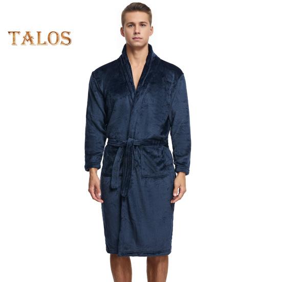 Ночная рубашка из фланели с карманами, длинными рукавами, шнуровкой, открытым спереди, длиной до колена, мужской халат для отдыха, одежда для сна