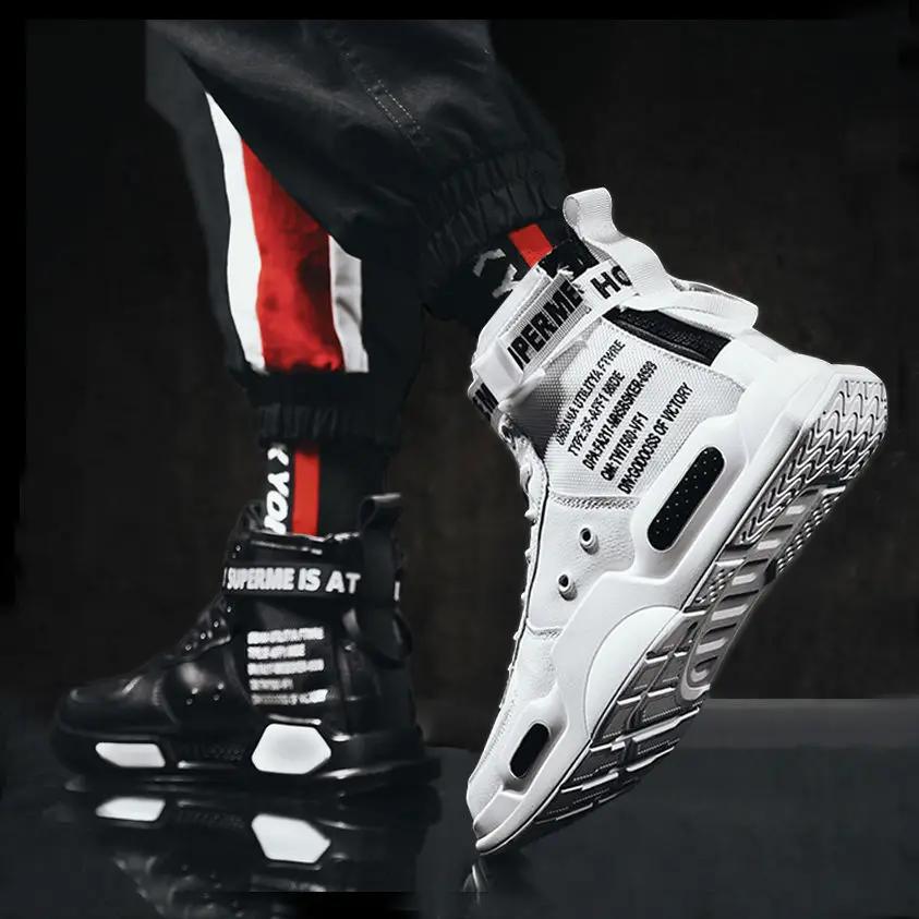 Мужские высокие модные кожаные кроссовки, тренд, горячая распродажа, удобная мужская повседневная обувь, нескользящая дышащая мужская обувь