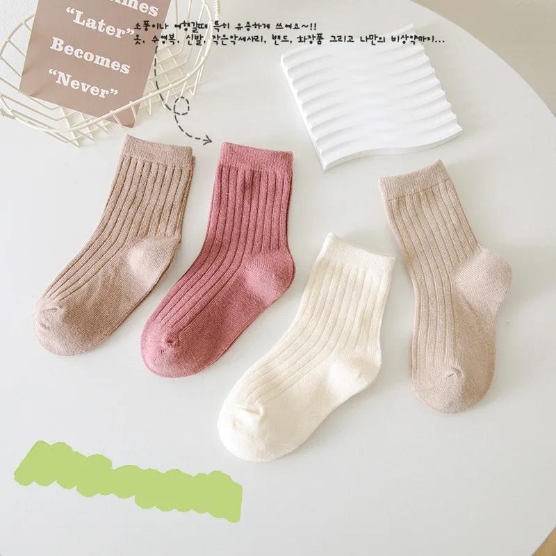 Высококачественные осенне-зимние новые детские носки однотонные Morandi Color Drawer Stripe детские носки универсальные милые носки для мальчиков и девочек