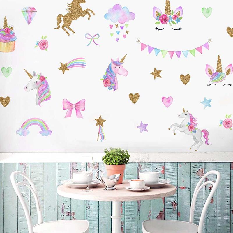Мультфильм Лошадь Звезда Сердце Форма Узор Наклейки На Стены Для Детской Комнаты Украшения Дома Diy Животное Фреска Искусство ПВХ Наклейка