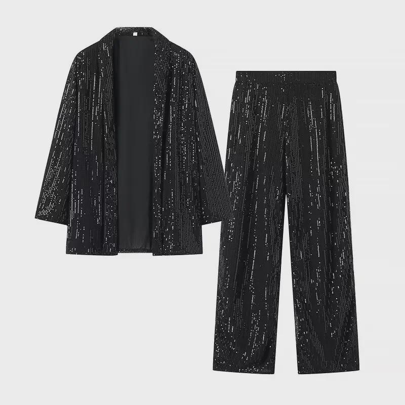 2024 Spring Women's Sequined Blazer & Straight Pants Set