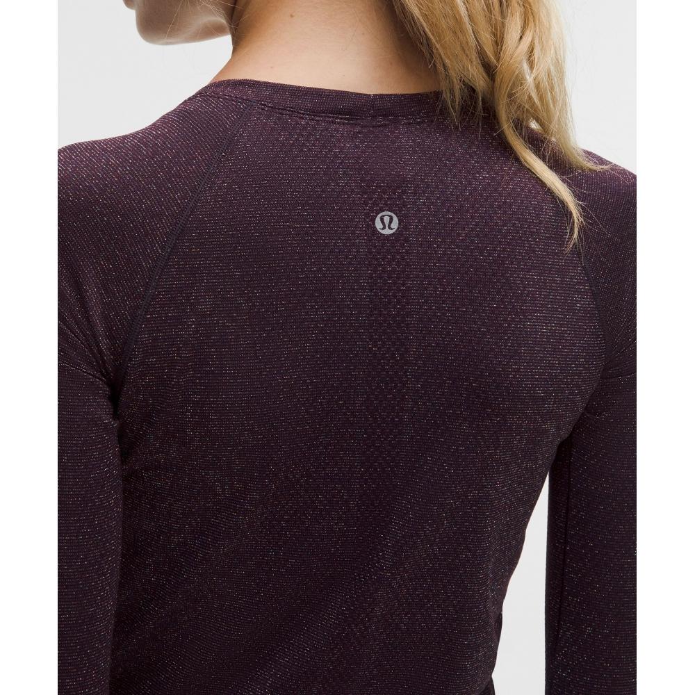 Lululemon Swiftly Tech Long Sleeve Shirt 2.0 Waist Length  Sparkle Black Plum Rainbow Lurex