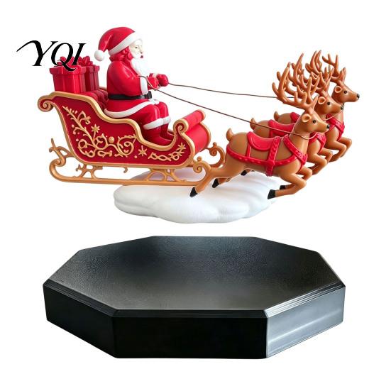 Floating Sleigh for Bookshelves Santa Sleigh, Magnetic Levitation Santa's Flying Ornament, Christmas Holiday Centerpiece Fireplaces Display
