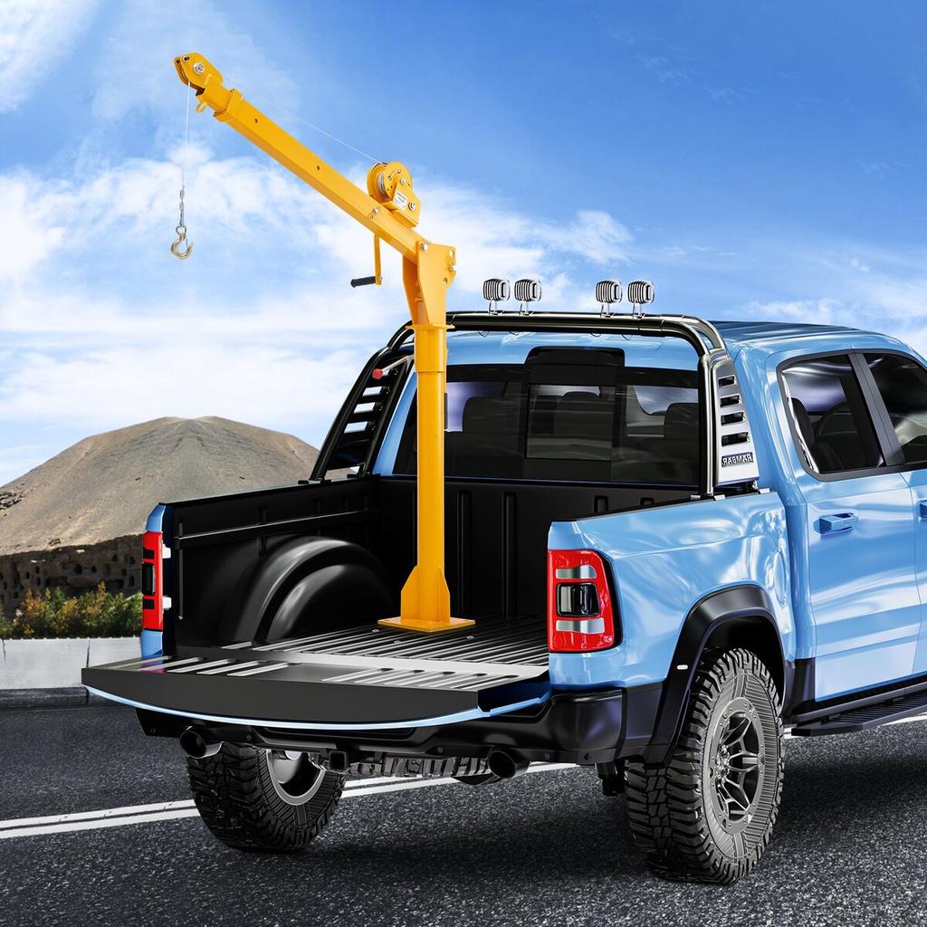 Pickup Truck Crane Hoist Crane 1100 lbs with Manual Winch 360° Hoist Lift