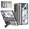 Для Samsung Galaxy Z Fold 8 Ultra /7 6 5 4 3 Прозрачный Плакированный ПК Защита шарнира Полное покрытие корпуса Чехол-подставка С закаленным стеклом