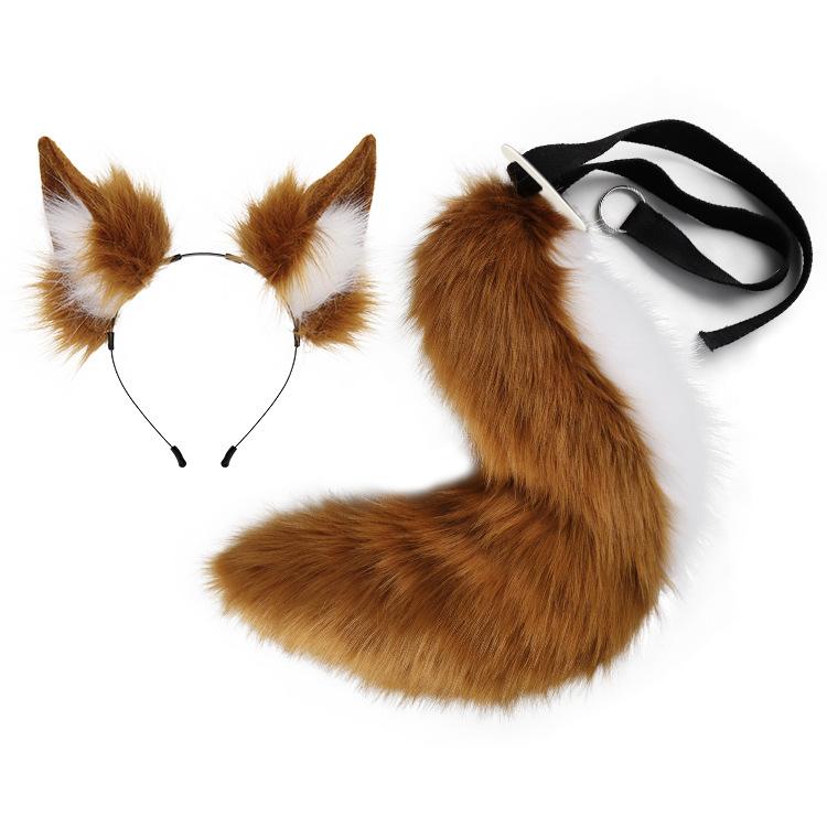 Realistic Plush Fox Ears and Tail Set (Daji Style) cos Tamamo-no-Mae fox ear headband, cosplay prop