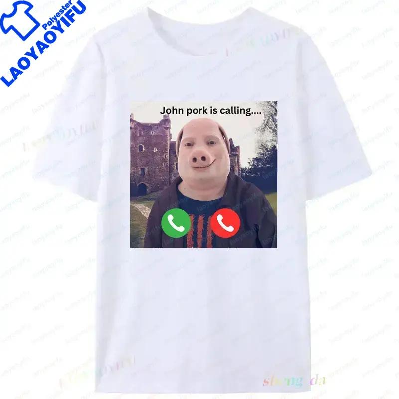 John Pork Is Calling Casual Funny T Shirt Shor Sleeve Graphic TShirts Polyester Unisexs Cheap Clothing Vintage Plus Size Tees