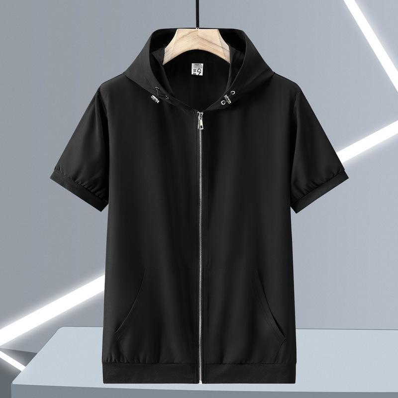 Men's Plus Size Casual Hooded Zip-Up Summer Set: Trendy Loose Short Sleeve Outfit