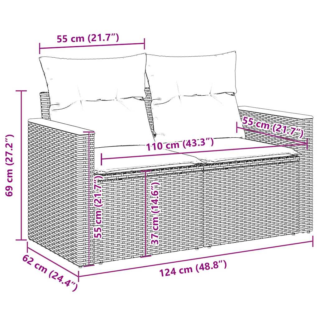 11 Piece Garden Sofa Set with Cushions Black Poly Rattan
