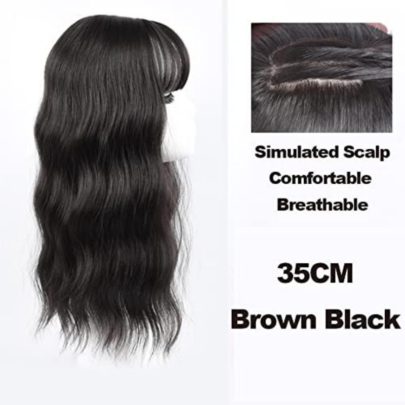 Топпер для волнистых/кудрявых волос с воздушной челкой для женщин, синтетический зажим для наращивания волос, парик для увеличения объема для покрытия выпадения седых волос