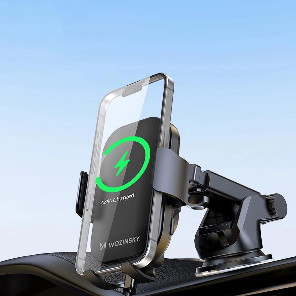 Wozinsky Wumid Phone Holder With 15W Inductive Charger For Car Dashboard - Black
