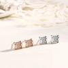 Half Round Full Diamond Stud Earrings Women's Korean Versatile Fashion Small Exquisite Temperament Ear Jewelry Gift