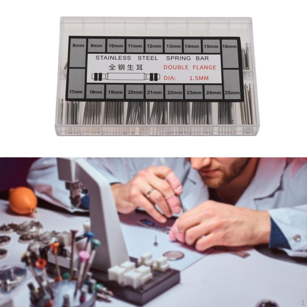 1 коробка соединительных стержней пружинных стержней для часовых ремешков, штифтов для крепления пряжек