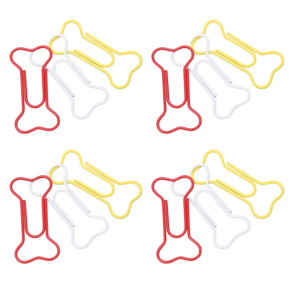 100pcs Bone Shape Paper Clips Rustproof Plating Process Increased Slip Resistance Cute Metallic Paper Clips for Office